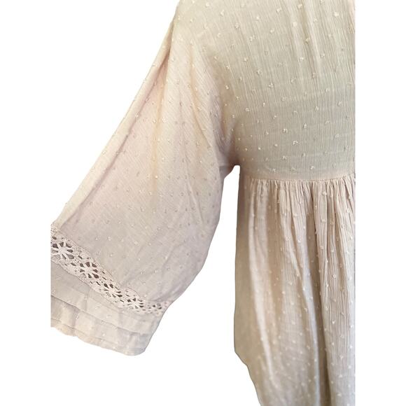 Boho Chic Blush Dress, Long Top, Medium, Swiss dot and lace detail. By Together. - Picture 4 of 5